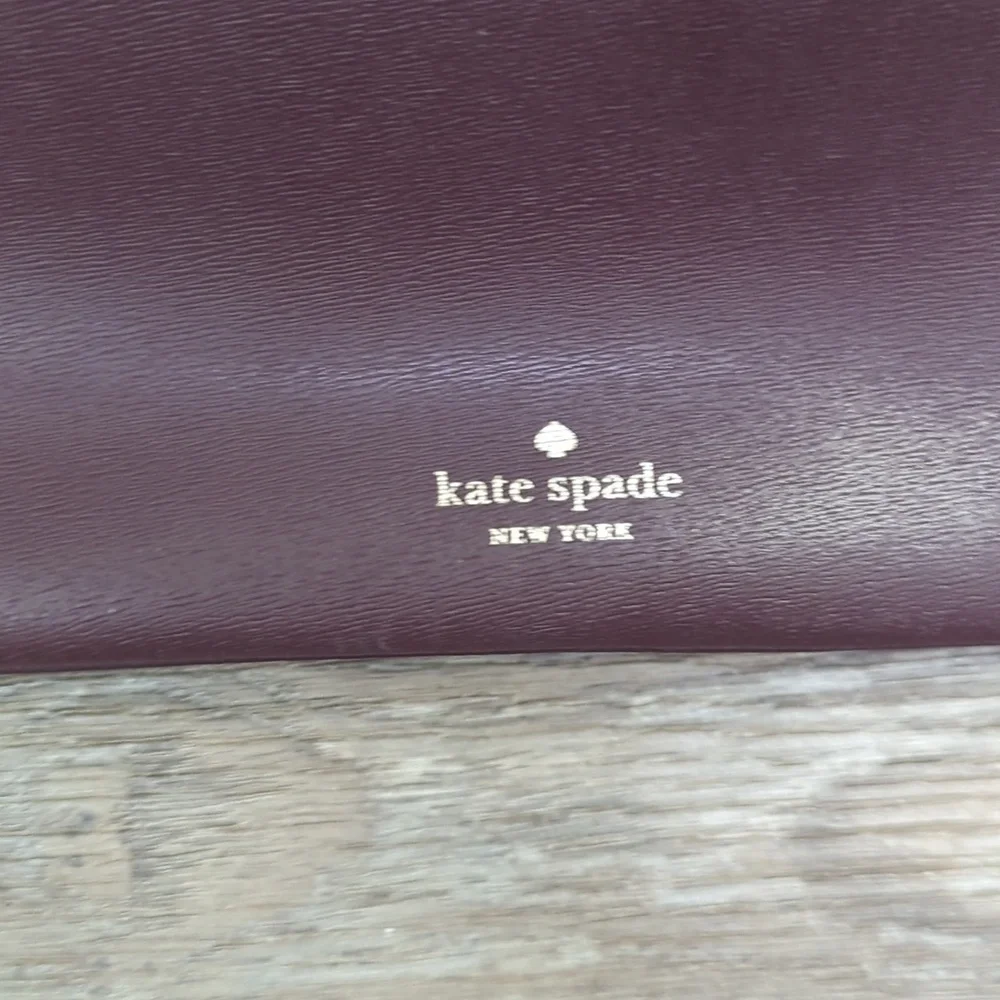 Kate Spade Genuine Leather Deep Purple Floral Lock Pattern Purse Kaci Bag